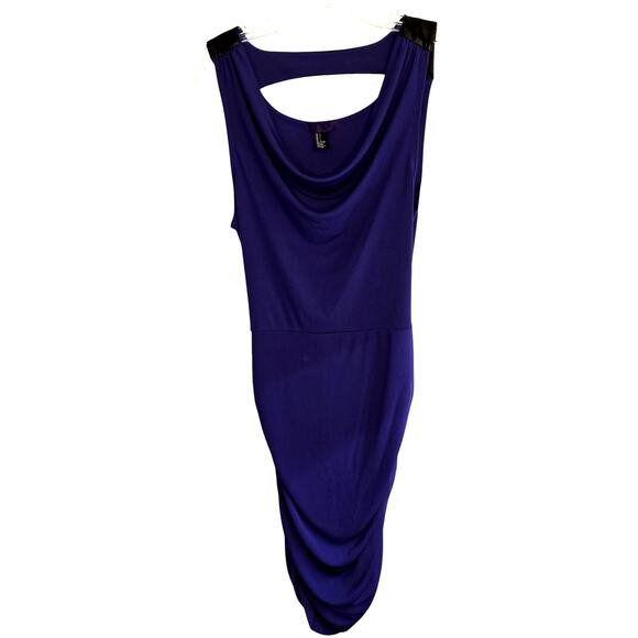 Forever 21 Large Purple Women's Sleeveless Leather Back Dress Miss Size 14 16  L - Picture 2 of 6